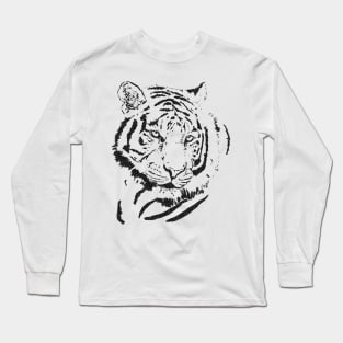 black white tiger head art Long Sleeve T-Shirt